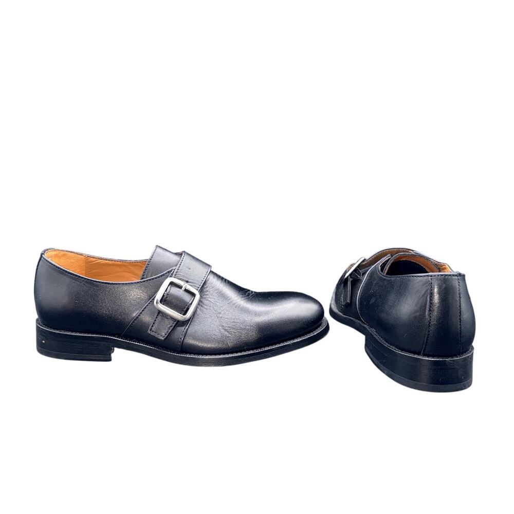 John Tweed Tailored Monk Strap Shoes EU 40 US 7 Black Leather Dress Shoes